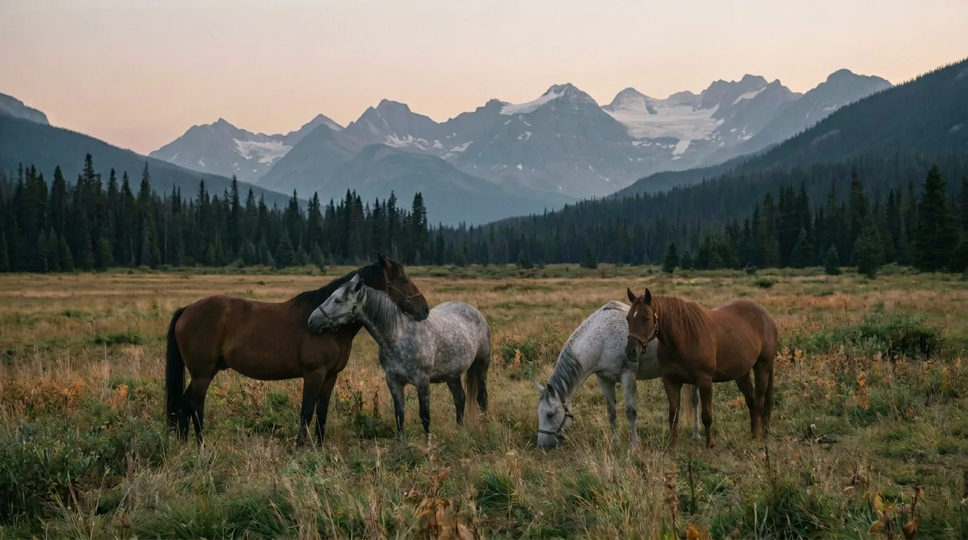 Chevaux en liberté, Morzine Équitation, Haute-Savoie